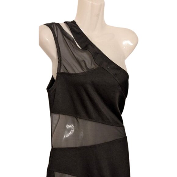 Black One-Shoulder Mesh Dress Dreamgirl new with tag Jr XL - Picture 2 of 11
